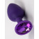 Анальная пробка фиолетовая цвет стразы белый диаметр 3.5 см